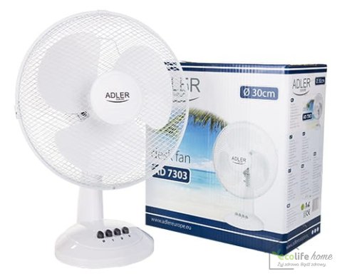 Wentylator biały 30 cm, trzy prędkości Adler Wentylator biały 30 cm, trzy prędkości Adler